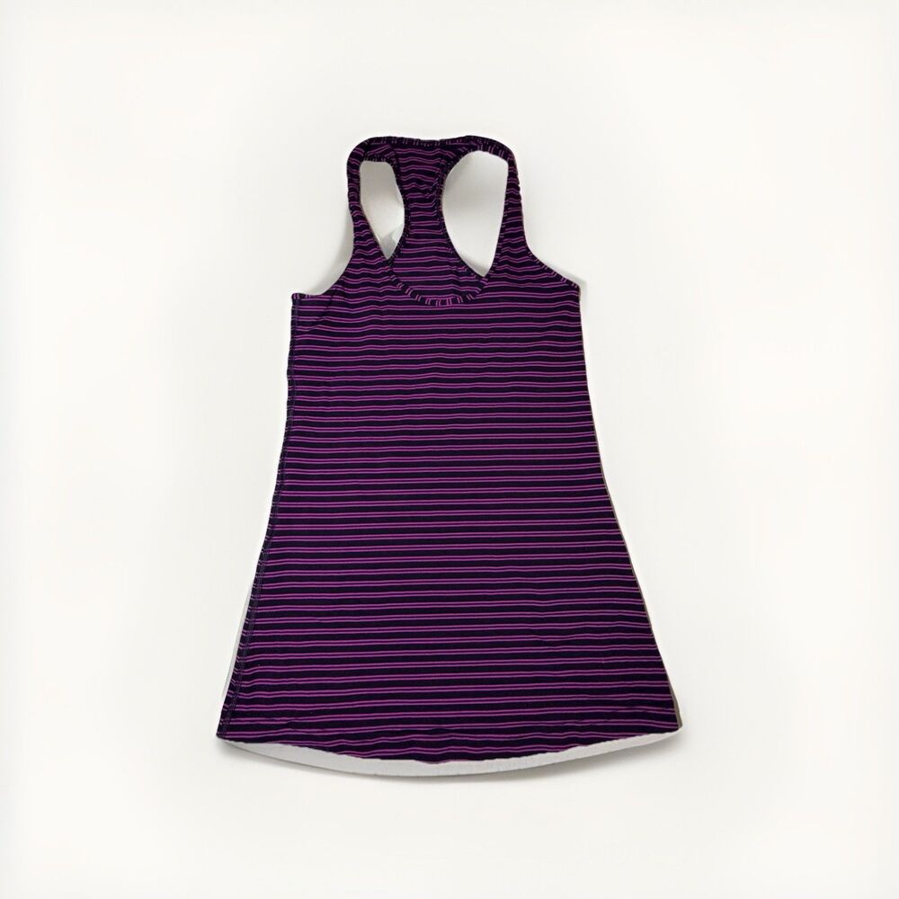 Lululemon Women’s Racerback Tank Top Small Black Pink Striped Athletic Yoga